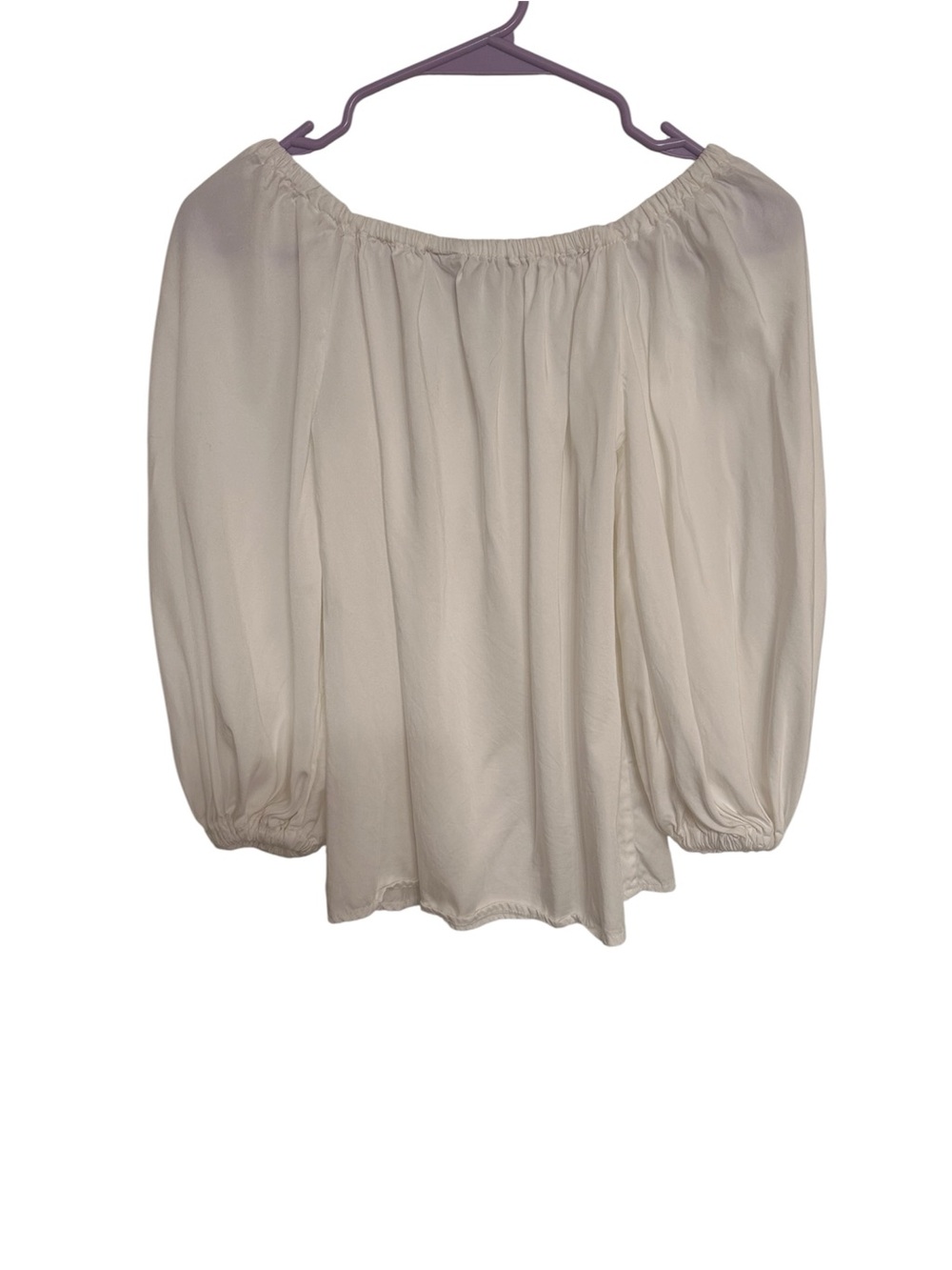 Diarrablu Cream Off-Shoulder Blouse with Balloon Sleeves